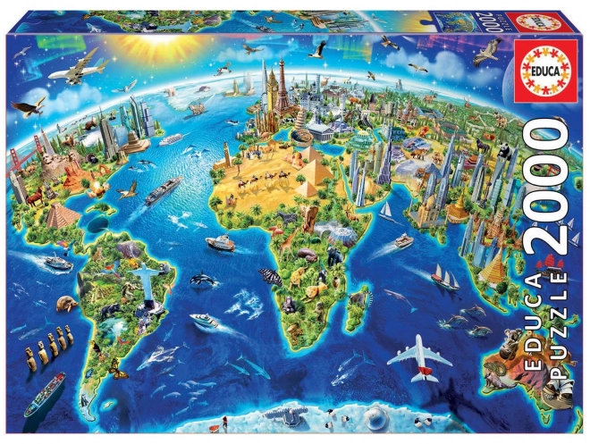 Educa puzzle karta sa svjetskim znamenitostima 2000 dijelova