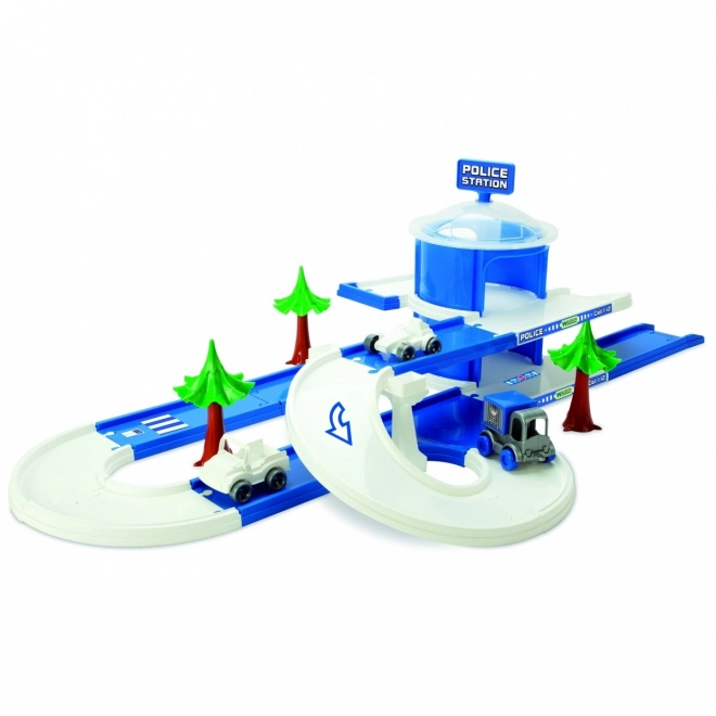 Garaža+staza Kid Cars 3D Policija plastika 3,8m u kutiji 59x40x15cm 12m+ Wader