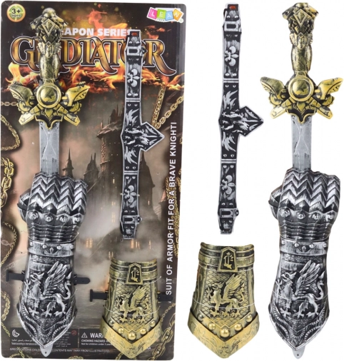 Set dječjeg viteza Gladiator s mačem, štitnicima i pojasom