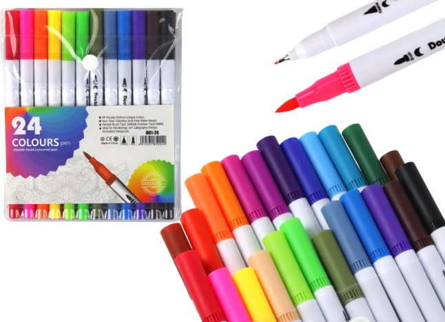 Set dvostranih flomastera 24 boja u organizatoru