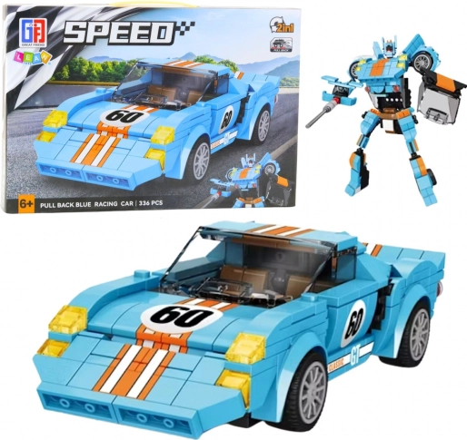 Konstrukcijski set Auto Robot 2u1 Narančasto-Plavi Pogon 336 dijelova