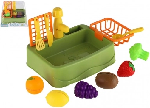 Dječji kuhinjski sudoper s voćem – plastični set za pranje posuđa, 18 × 12 cm