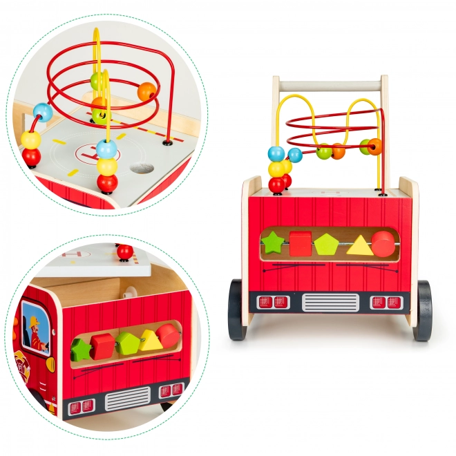 Drveno obrazovno hodalica s kockama - Vatrogasno vozilo ECOTOYS