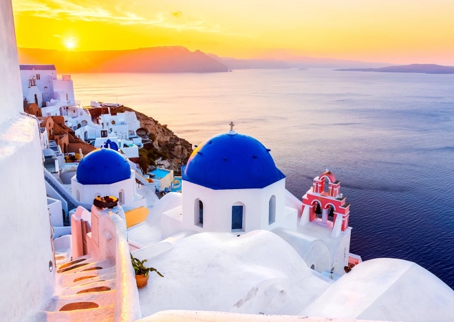 Enjoy Puzzle – izlazak sunca nad Santorinijem, Grčka (1000 dijelova)