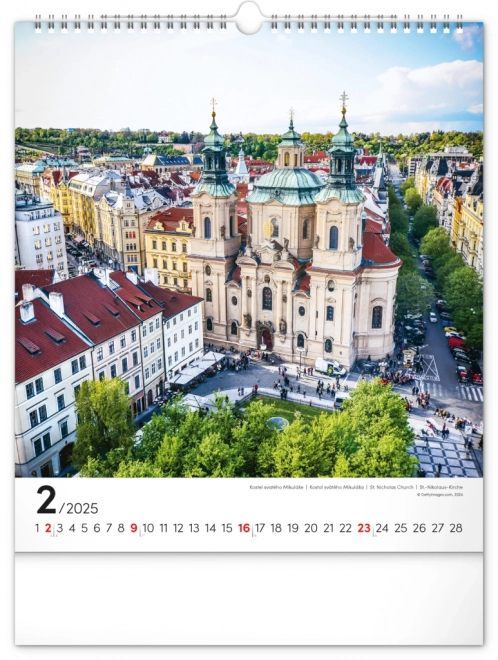 Zidni kalendar Prag 2025, 30 × 34 cm