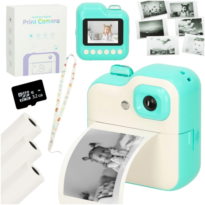Dječji instantni fotoaparat s termalnim tiskom 24MP s 1GB memorije – zeleni