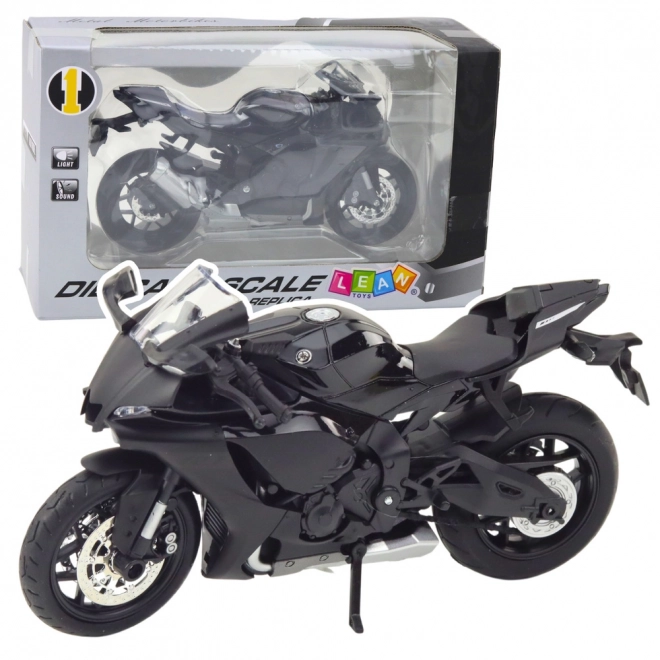 Model sportskog motocikla crni s metalnim djelovima 1:12