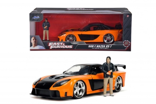 Model automobila iz filma Brzi i žestoki 1997 Mazda RX-7 s figuricom Han Lue