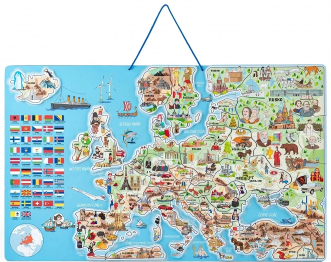 WOODY Magnetna mapa Europe s slikama i društvena igra, 3u1 na hrvatskom jeziku