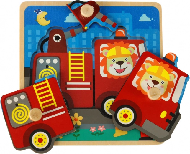 Drvene puzzle vatrogasno vozilo za djecu