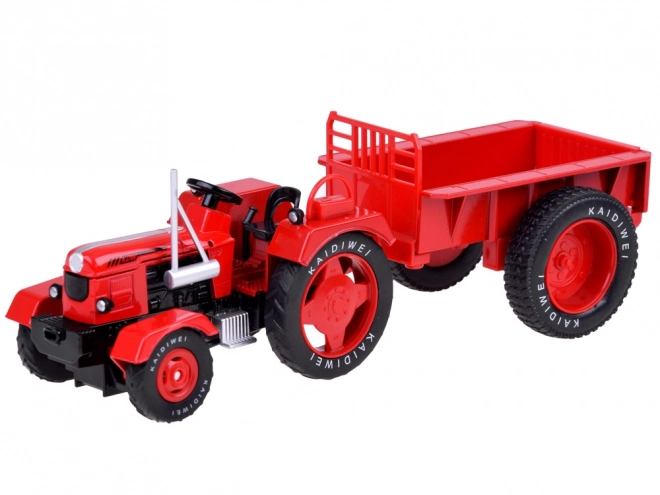 Crveni metalni traktor s gumenim kotačima 1:18