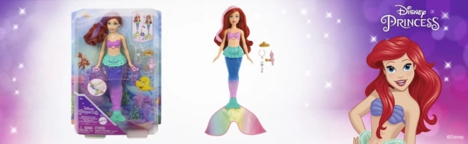 MATTEL Disney Princess lutka Ariel mala sirena pliva, mijenja boju