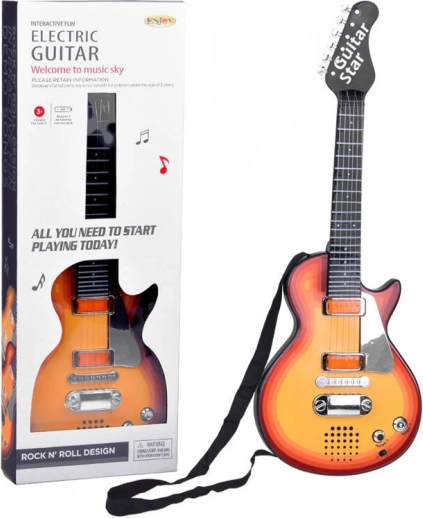 Električna dječja gitara s melodijama, svjetlima i remenom