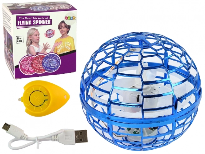 Leteća rotirajuća kugla plava Flynova LED 10 cm