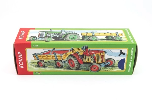Traktor Zetor s prikolicom zelenim na ključ metal 28cm Kovap u kutiji