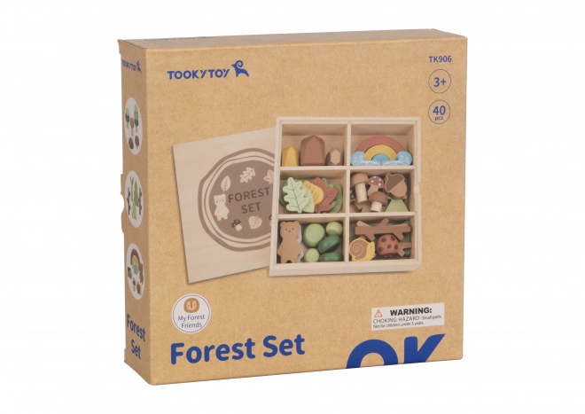 Šumski set s drvenim kockama Tooky Toy