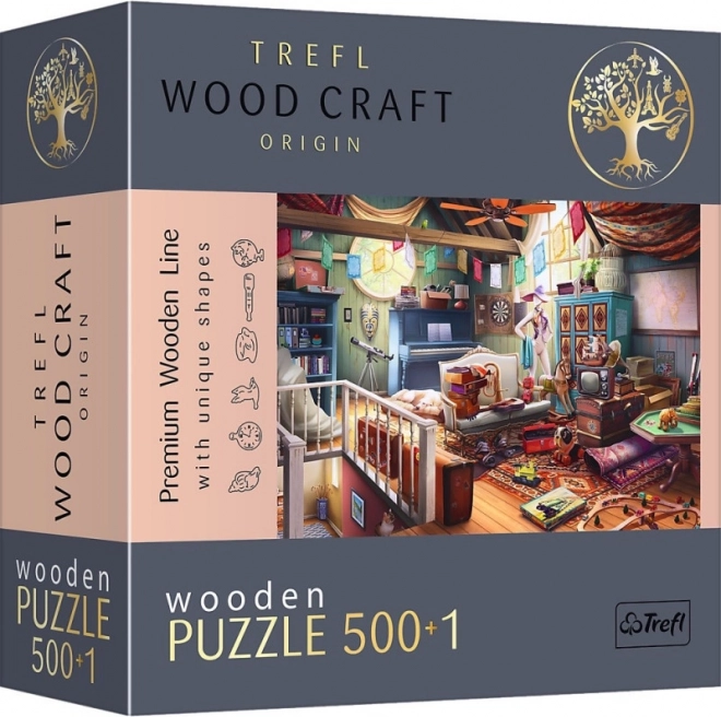 Drvene obostrane puzzle Blaga na tavanu 501 dio TREFL Wood Craft Origin
