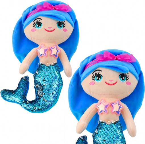 Plišana morska sirena s perlastim repom plava 30 cm