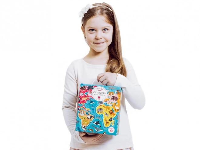 Puzzle 60 dijelova Puzzlove - Karta svijeta Životinje
