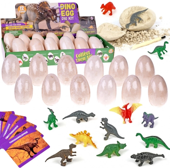 Arheološki set DINO jaja 12 kom s kartama – otkrij svijet dinosaura