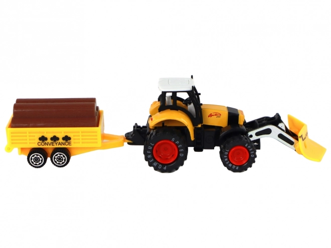 Traktor s prikolicom žuti crveni