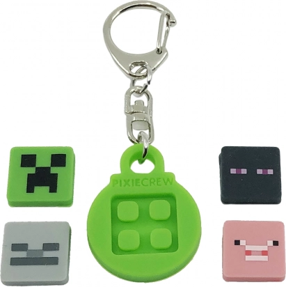 PIXIE CREW okrugli privjesak za ključeve s tematskim multipikselima MINECRAFT