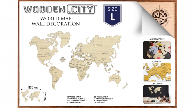 Drvena karta svijeta WOODEN CITY velika