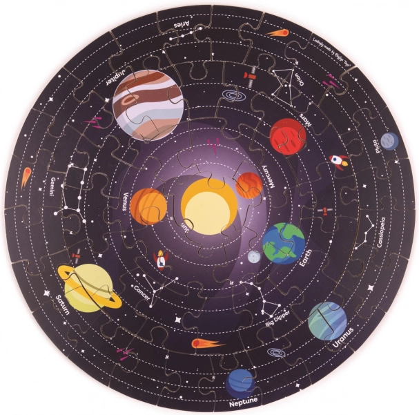 Okrugle podne puzzle Sunčev sustav 50 dijelova
