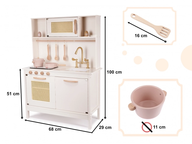 Dječja drvena retro kuhinjica s dodatnom opremom Boho