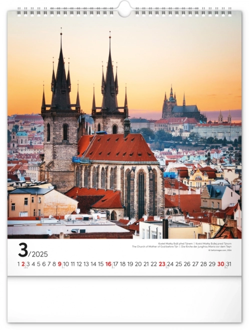Zidni kalendar Prag 2025, 30 × 34 cm