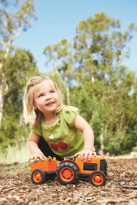 Traktor s prikolicom narančasti od Green Toys