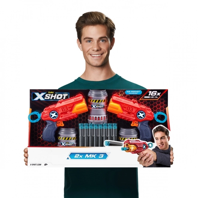 ZURU X-SHOT EXCEL MK 3 dvostruki paket s rotirajućom cijevi i 16 metaka