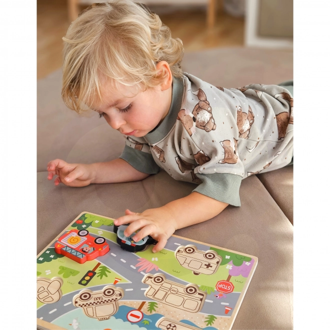 Drvene puzzle Montessori grad