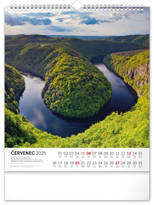 NOTIQUE Zidni kalendar Šetnje kroz češki krajolik 2025, 30 x 34 cm
