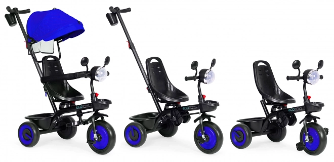 3u1 dječja tricikl s rotirajućim sjedalom, krovom, plava, ECOTOYS