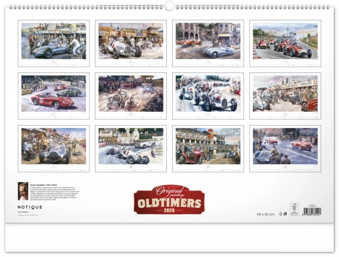 NOTIQUE Zidni kalendar Oldtimers – Václav Zapadlík 2025, 64 x 42 cm