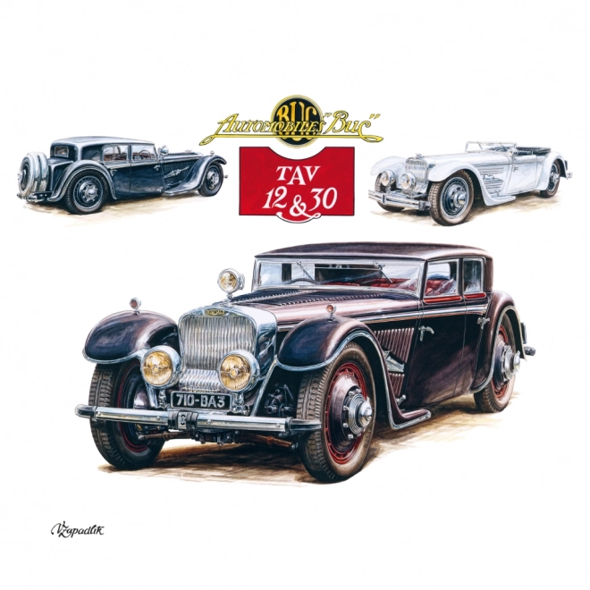 NOTIQUE Bilježnica Kalendar Klasični Automobili – Václav Zapadlík, 2025, 30 x 30 cm