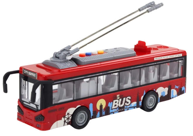 Trolejbus 1:16 Svjetla Zvukovi Pogon Crvena