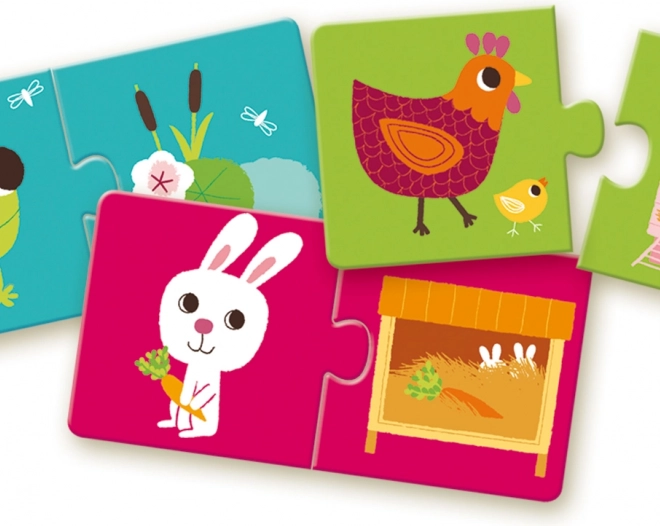 DJECO Puzzle Životinjske kućice 12x2 komada