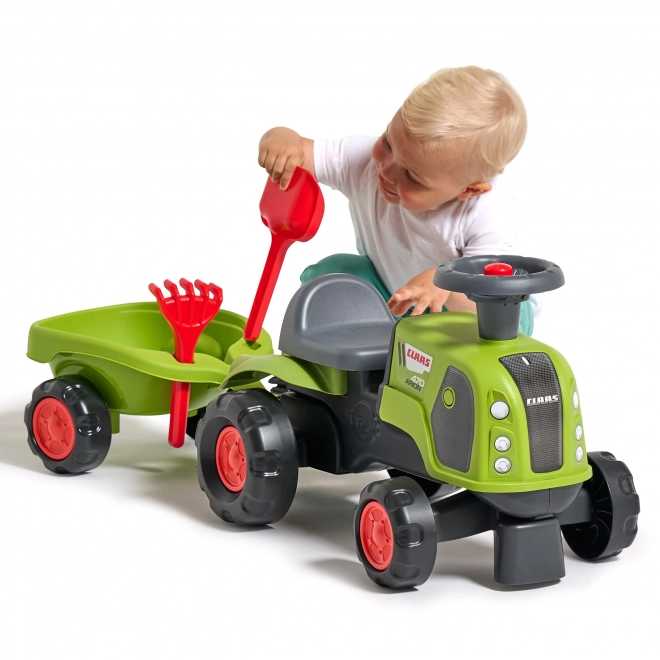Dječji traktor Falk Claas 470 Arion zeleni s prikolicom i setom za pijesak