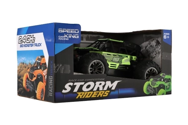 Auto RC buggy teren zeleno 22cm plast 2,4GHz na baterije + punjivi paket u kutiji 32x16x18cm