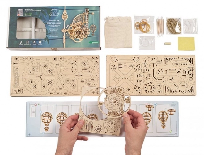 Ugears 3D drvene mehaničke puzzle Zidni sat Aero