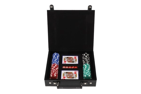 Poker set 100kom + karte + kockice u kovčegu u kutiji 28x25x8cm