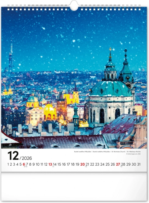 Zidni kalendar Praga 2026