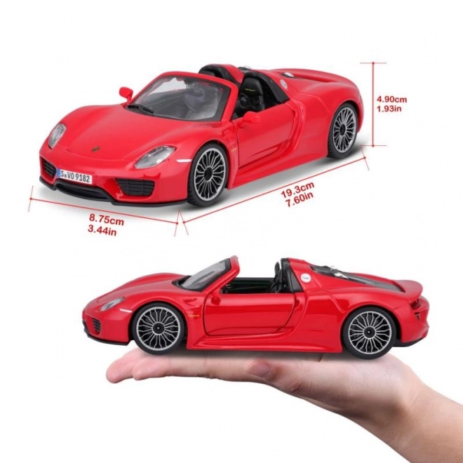 Kovinsko autiće Porsche 918 Spyder crveno