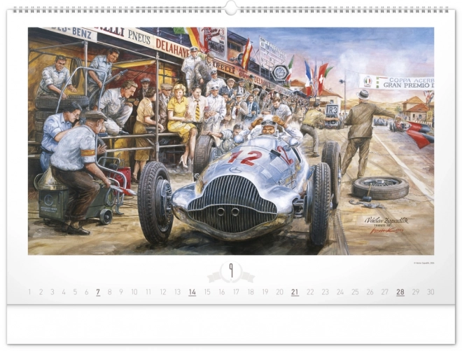 NOTIQUE Zidni kalendar Oldtimers – Václav Zapadlík 2025, 64 x 42 cm