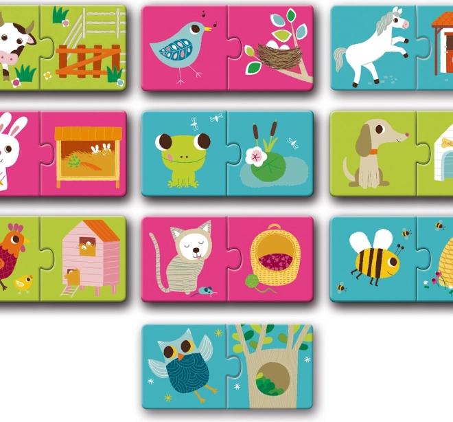 DJECO Puzzle Životinjske kućice 12x2 komada
