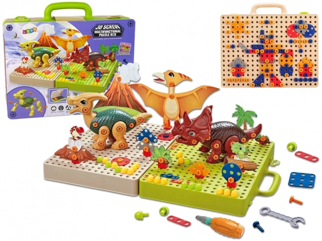 Građevinski set s dinosaurima i odvijačem