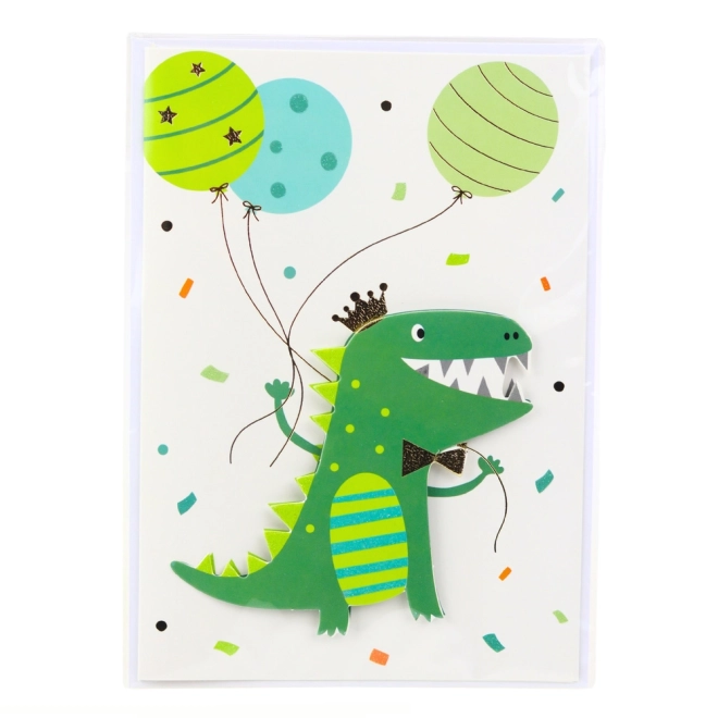 3D čestitka s jednorogom, slonom, žabom i dinosaurima