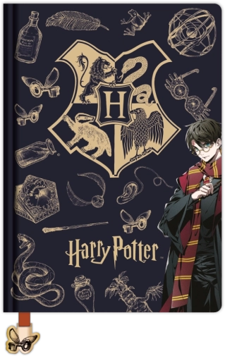 Harry Potter linirani blok A5 Navy & Gold
